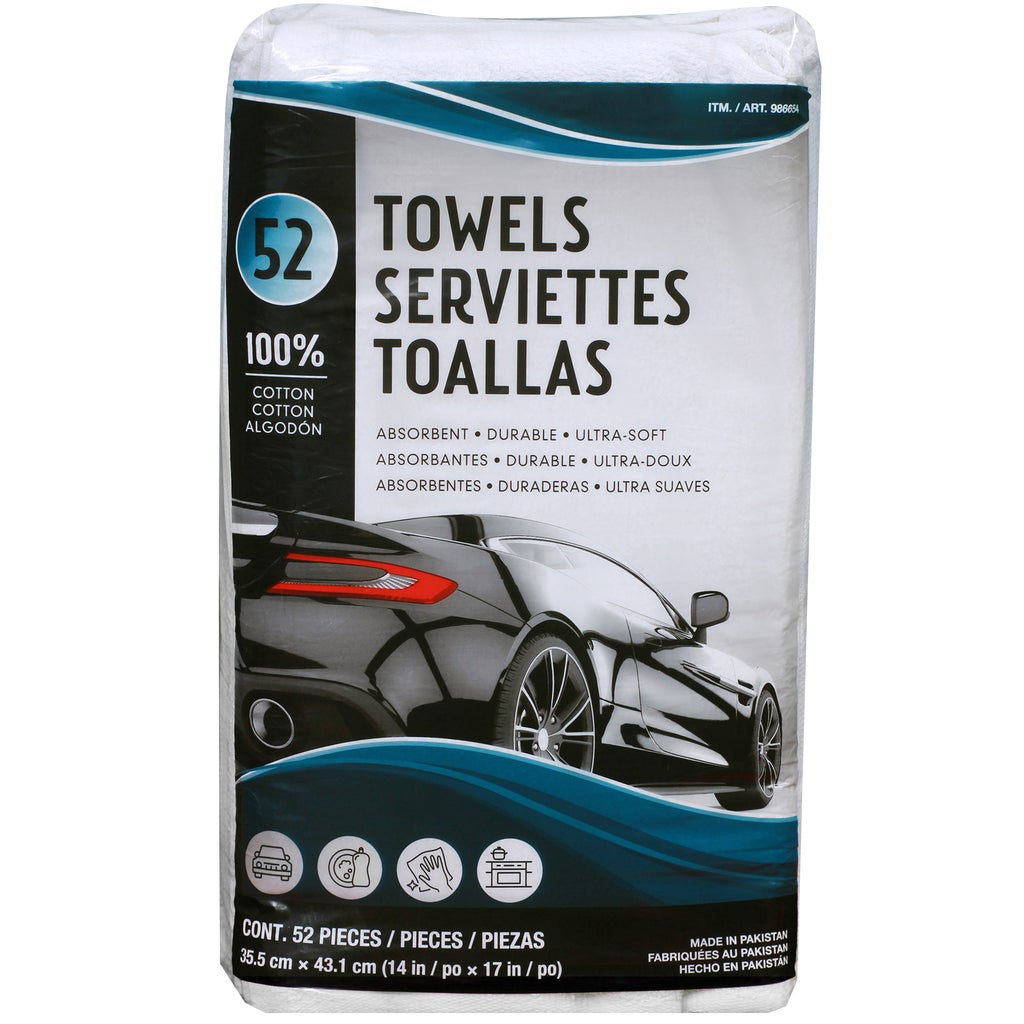 Unitex 100% Cotton Terry Towels — White · 14 × 17 inches · Costco item 986654